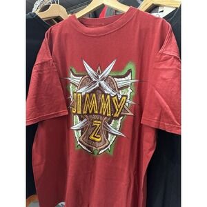 Vintage 90s JIMMY'Z Surf Skate Big Logo Red Promo T Shirt Size Large Jimmyz